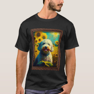 T-shirt 01 Peinture de Poodle Fleur de Tournesol Maman Fem