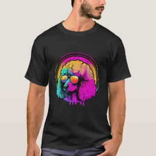T-shirt 01 Retro Caniche Nuits Synthwave