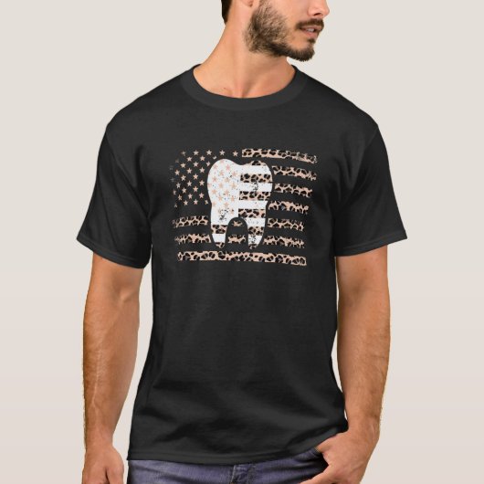 T-shirt 0 Dentiste Drapeau Américain Impression Léopard De (Devant)