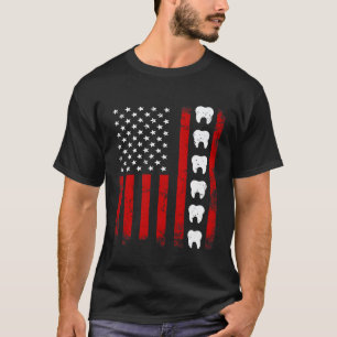 T-shirt 0 Dentiste Patriote Drapeau Américain USA Dent Éta