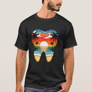 T-shirt 0 Dentiste Vintage Dent Détente Palmiers Hygiénist