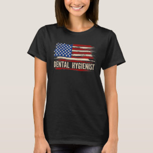 T-shirt 0 Hygiéniste Dentaire Rétro Drapeau Américain Dent