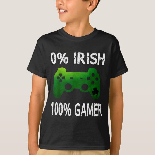 T-shirt 0% Irish 100% Gamer Funny St Patricks Day Video Ga (Devant)