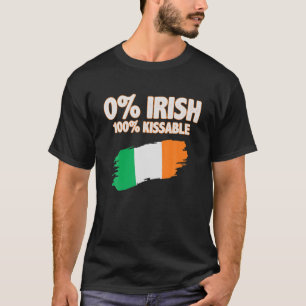 T-shirt 0% Irlandais 100% Kissable Irish Drapeau Pa