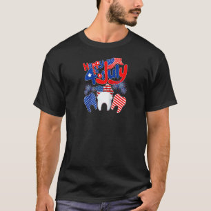 T-shirt 0 Joyeux 4 juillet Dentiste US Drapeau Américain