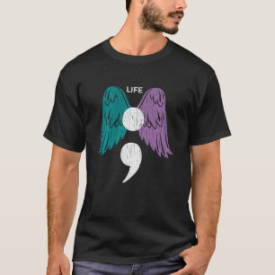 T-shirt 0 Life Point-virgule Ailes Sensibilisation au suic