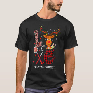 T-shirt 0 Love Dental Noël Renne Dentiste Dentaire Sq