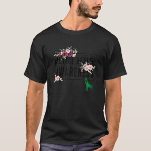 T-shirt 0 Moderne Florale Sensibilisation à la Santé Menta
