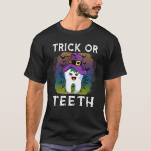 T-shirt 0 Trick Or Teeth Drôle De Dentiste Halloween Équip