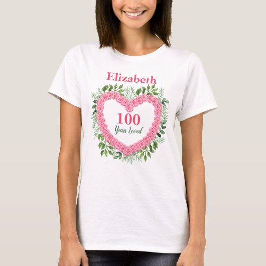 T-shirt 100 ans aimée 100e anniversaire chemise pour femme (Devant)