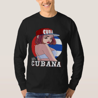 T-shirt 100 Cubana Strong Girl Cuba Flag Pride