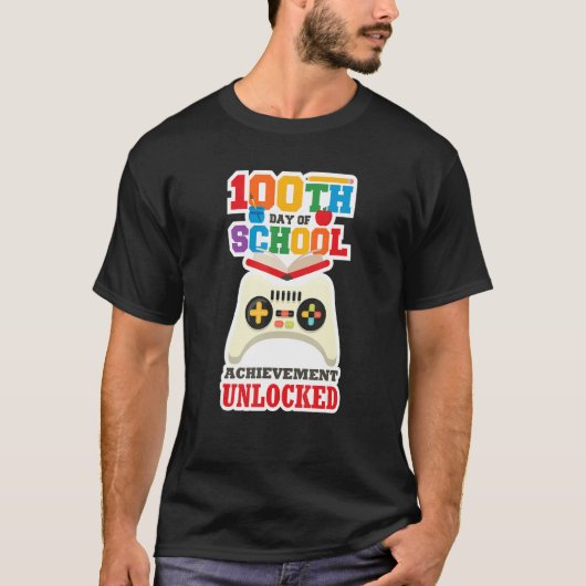 T-shirt 100 Day of School Achievement Unlocked Gamer (Devant)