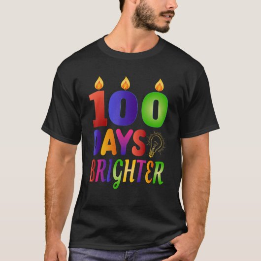 T-shirt 100 Days Brighter  100th Day  for Teacher Kids (Devant)