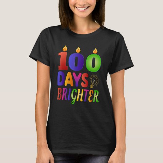 T-shirt 100 Days Brighter  100th Day  for Teacher Kids (Devant)