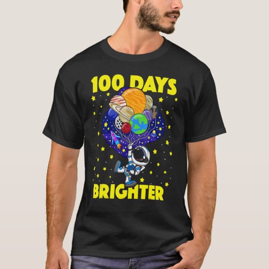 T-shirt 100 Days Brighter 100th Day Of School Astronaut Ou (Devant)