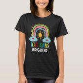 T-shirt 100 Days Brighter 100th Day Of School Pink Rainbow (Devant)