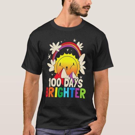 T-shirt 100 Days Brighter Funny 100th Day Of School Rainb (Devant)