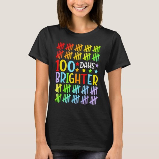 T-shirt 100 Days Brighter Happy 100th Day Of School Studen (Devant)