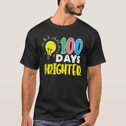 T-shirt 100 Days Brighter Light Bulb 100th Day School Smar (Devant)