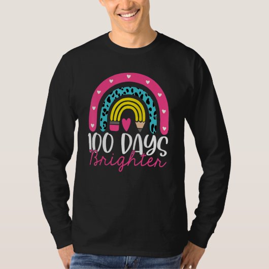T-shirt 100 Days Brighter Rainbow 100th Day Tee For Teache (Devant)