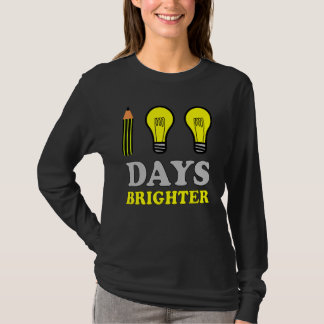 T-shirt 100 Days Brighter Teacher Student 100th Day of Sch