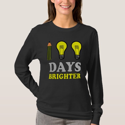 T-shirt 100 Days Brighter Teacher Student 100th Day of Sch (Devant)