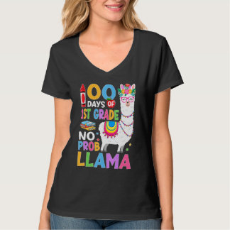 T-shirt 100 Days of 1st Grade No Probllama 100th Day Girls