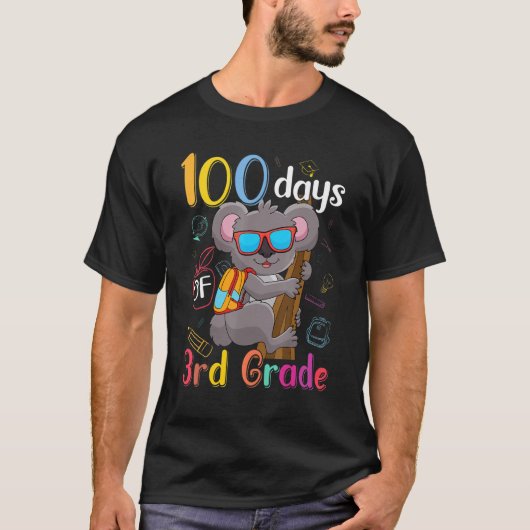 T-shirt 100 Days Of 3rd Grade Koala 100th Day School Third (Devant)