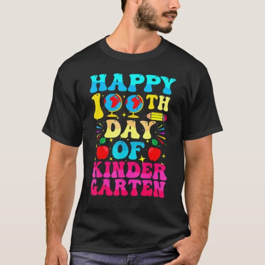 T-shirt 100 Days Of Kindergarten - Happy 100th Day Of Scho (Devant)