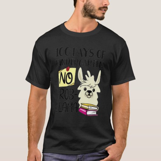T-shirt 100 Days Of Kindergarten No Prob Llama 100 Days Of (Devant)