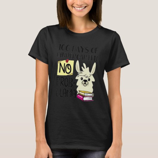 T-shirt 100 Days Of Kindergarten No Prob Llama 100 Days Of (Devant)