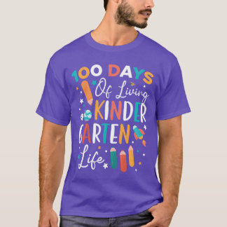 T-shirt 100 Days Of Living Kindergarten Life School friend
