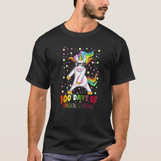 T-shirt 100 Days of Magical Learning Flossing Unicorn Teac (Devant)