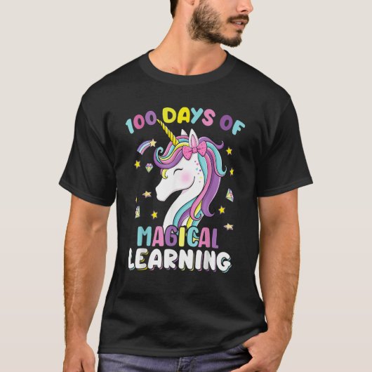 T-shirt 100 Days Of Magical Learning Unicorn 100th Day Sch (Devant)