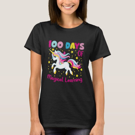 T-shirt 100 Days of Magical Learning Unicorn Girls 100th D (Devant)