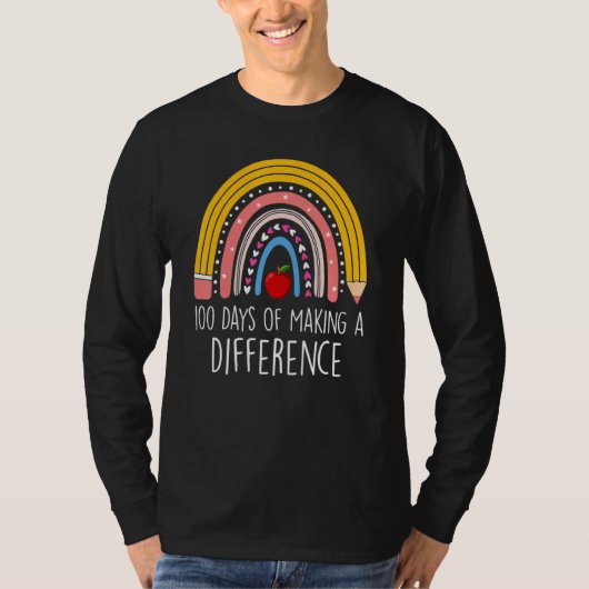 T-shirt 100 Days of Making a Difference Rainbow 100th Day  (Devant)