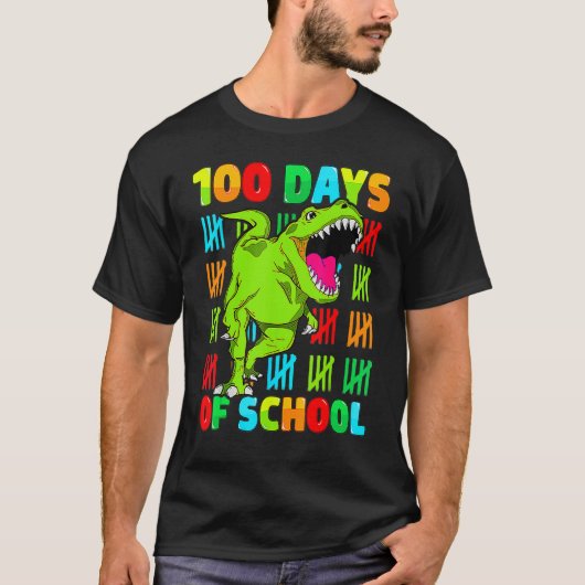 T-shirt 100 Days Of School 100th Day Dino T Rex Teacher Bo (Devant)