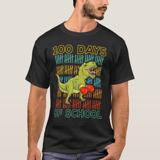 T-shirt 100 Days Of School 2022 T Rex Dino Boxing Mma Mart (Devant)