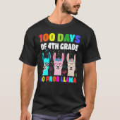 T-shirt 100 Days Of School 4th Grade No Probllama Llama Bo (Devant)
