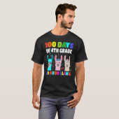 T-shirt 100 Days Of School 4th Grade No Probllama Llama Bo (Devant entier)