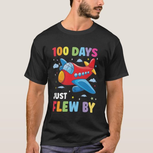 T-shirt 100 Days of School Airplane 100th Day of School Bo (Devant)