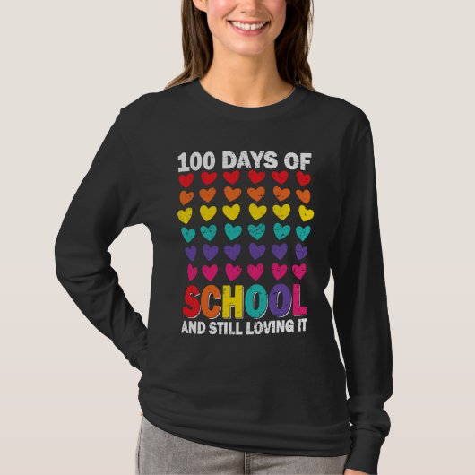 T-shirt 100 Days of school and still loving it Hearts Cute (Devant)