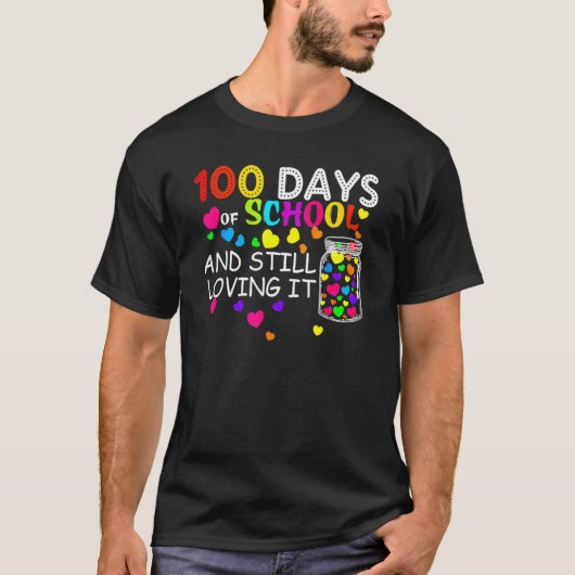 T-shirt 100 Days Of School And Still Loving It Hearts Cute (Devant)