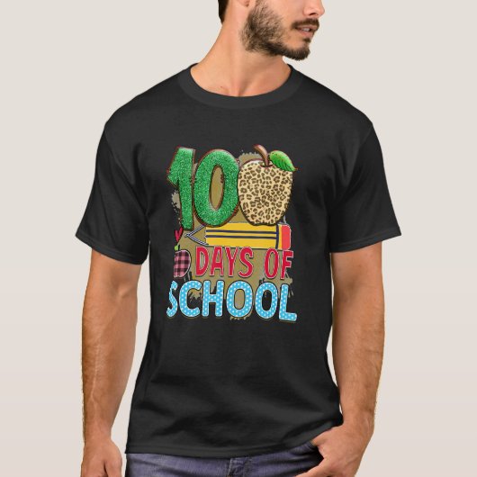 T-shirt 100 Days Of School Apple Pencil  Student Teacher (Devant)