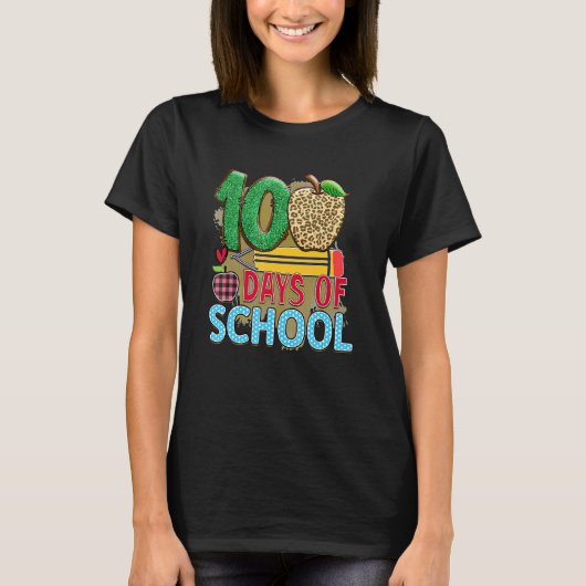 T-shirt 100 Days Of School Apple Pencil  Student Teacher (Devant)