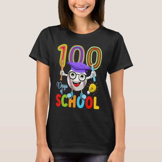 T-shirt 100 Days Of School Baseball 100th Day  Kids Teache (Devant)