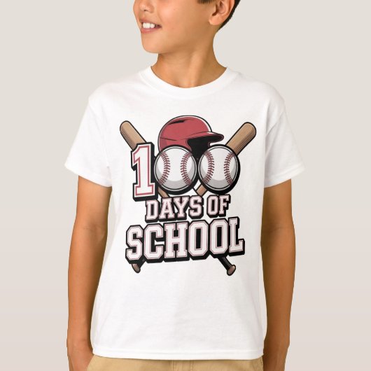 T-shirt 100 Days of School Baseball Sports Theme (Devant)