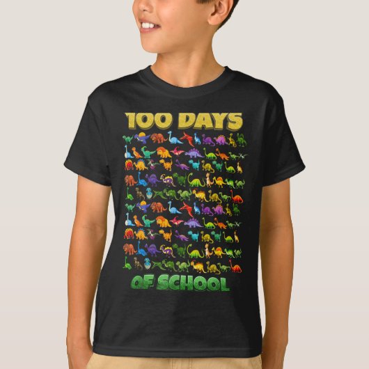 T-shirt 100 Days Of School Dinosaur 100 Days Smarter  (Devant)