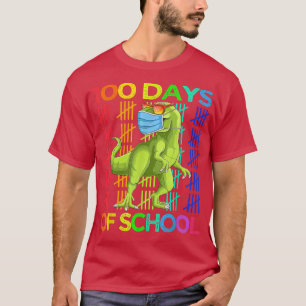 T-shirt 100 Days of School Dinosaur Tre Wearing Mask Smart