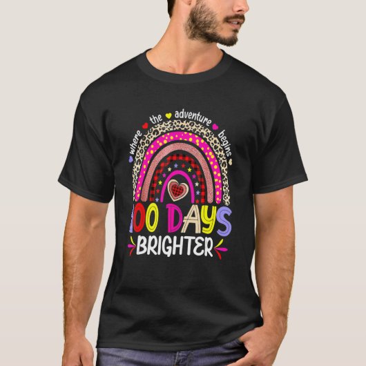 T-shirt 100 Days Of School For Brighter Teacher Rainbow Le (Devant)